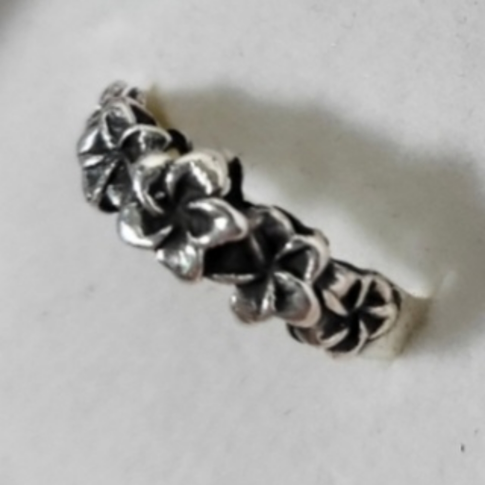 Hawaiian Plumeria .925 Sterling Silver Ring